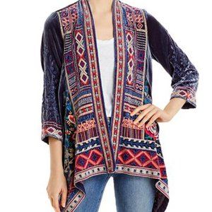 Johnny Was Isadora velvet draped cardigan